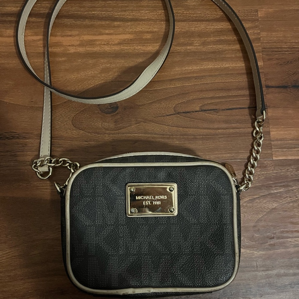 Michael Kors Black and Tan Crossbody Bag